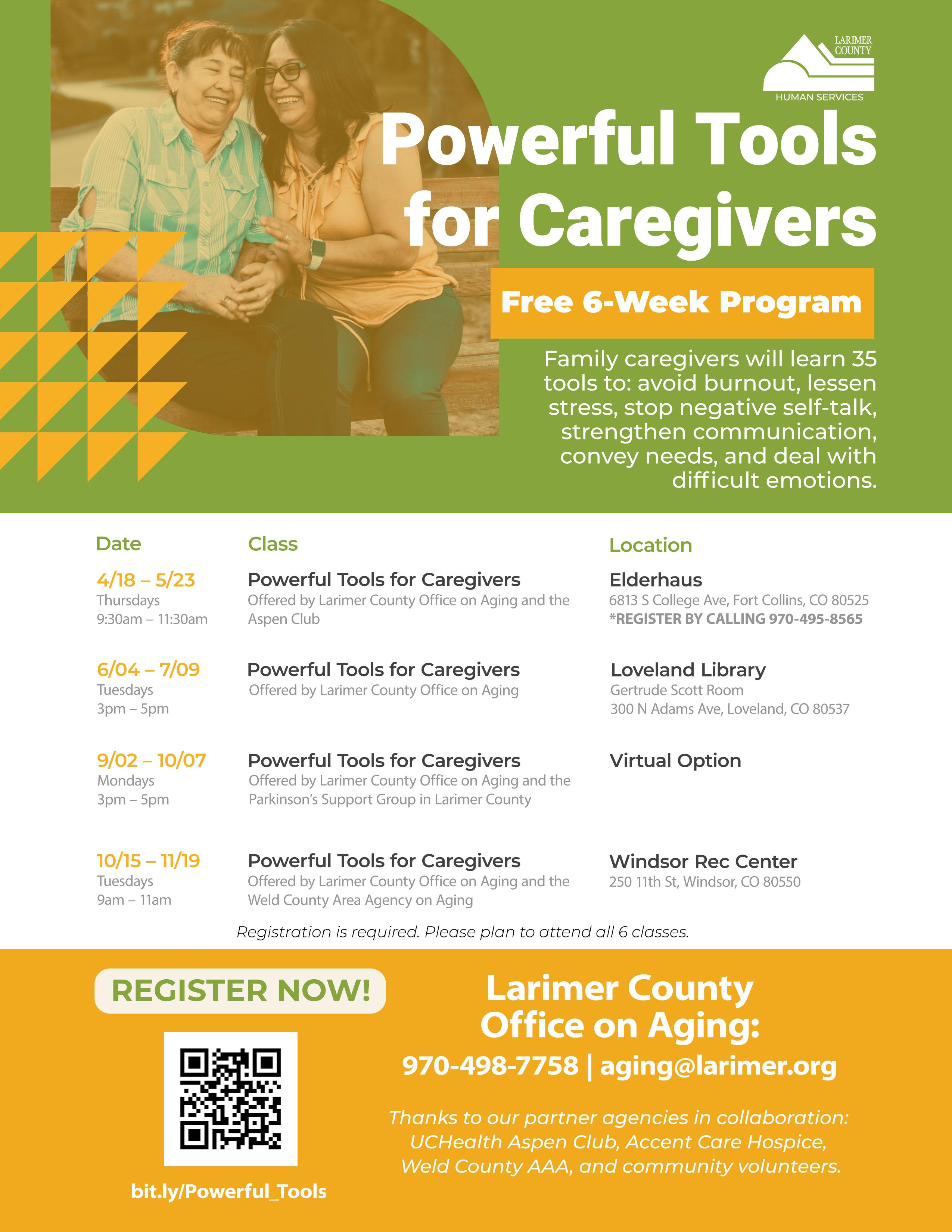 Powerful Tools for Caregivers Schedule